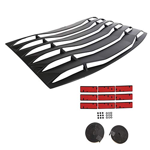 ECOTRIC Rear Window Louver Cover Vent Unpainted Black ABS Fits 2011-2020 Dodge Charger