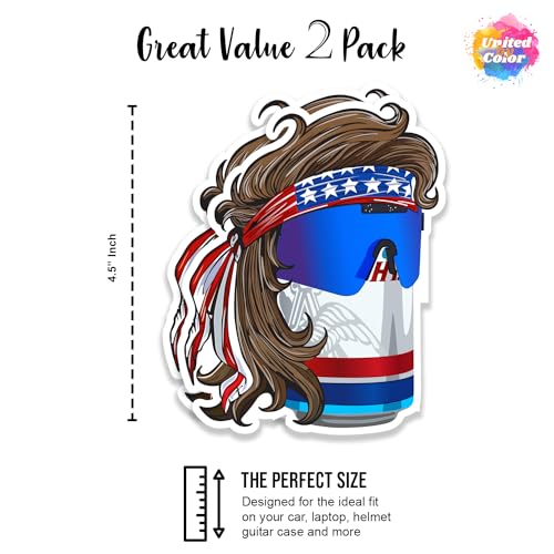 Image of Beer Stickers Decals (2Pack) - Strong Adhesive Waterproof Funny Mullet Cooler Stickers and Decals - No Fade, Used for Cooler, Fridge, Laptop, RV, Bottle, Truck & Car