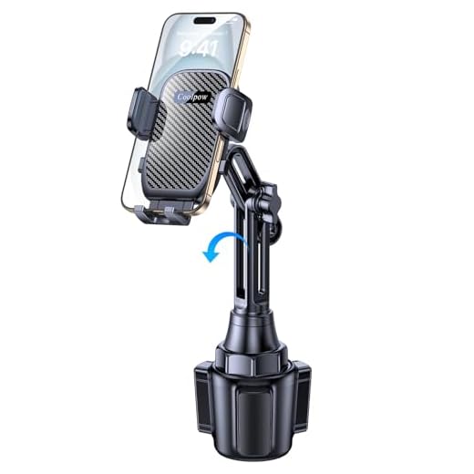 Coolpow Cup Holder Phone Holder for Car Phone Holder Cup Holder Phone Mount【Ultra Stable & Never Shake】Phone Holders for Your Car Cupholder Cell Phone Car Mount for iPhone 17 16 All 4"-7" Smartphones