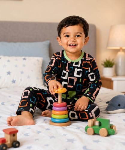 Image of 3BROS BodySuit /Dress for Boys /Girls Full Pajama & Casual Full Sleeves Night Suit Top Combo Kids Set