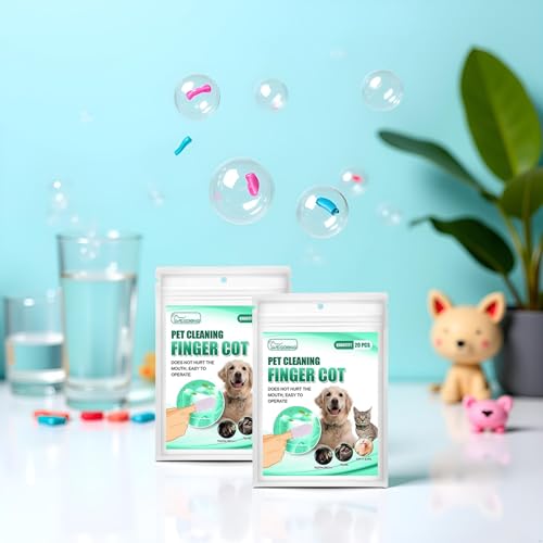 Image of 40 Pcs Teeth Cleaning Finger Wipes,Dog Eye WipesCleaning Wipes for Pet Teeth and Finger Covers, for Cleaning Teeth Ears and Eyes Suitable for Dogs and Cats Removes Dirt and Discharge Dog Eye Care