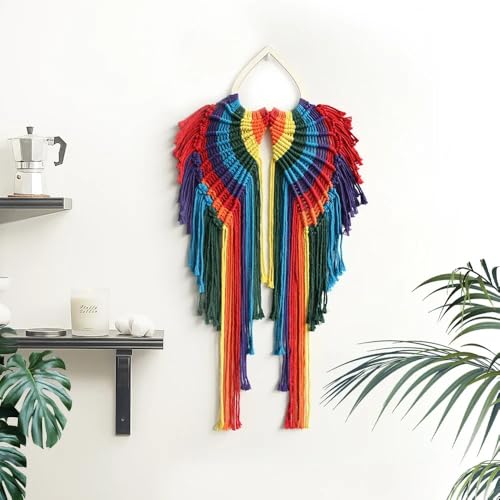 Tapisserie d'ange bohème tissée main en macramé suspendu Hemasa