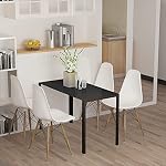 HOMCOM Rectangular Dining Table for 4 People, Modern Kitchen Table with Tabletop Tempered Glass and Metal Legs for Dining Room, Living Room, Black