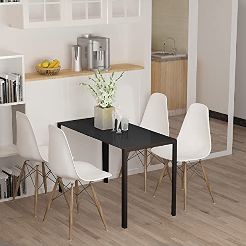 HOMCOM 120cm Dining Table, 4 Seater Rectangle Kitchen Table with Metal Legs, Tempered Glass Top for Dining Room, Living Room, Chairs Not Included, Black - Image 9