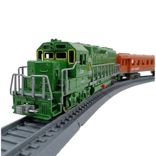 Image of Toy Train with Track Set for Kids - 18 Piece Battery Operated Electric Train Set with Passenger Carriage Sound Light Effects Retro Classic Locomotive Toy