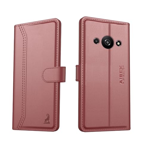 Image of AIBEX Compatible for Poco C61 / Redmi A3 Flip Cover Leather Finish with Magnatic Closure | Inside TPU with Card Pockets | Wallet Stand | Complete Protection Flip Case -Brown