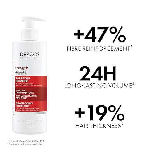 Vichy Fortifying Shampooing, Dercos Energy+ Shampoing capillaire avec Niacinamide & Vitamine E à protéger, Fortifier, Thicken, & Renforcer les cheveux. Réduire le frisottis et la rupture des cheveux. 400mL