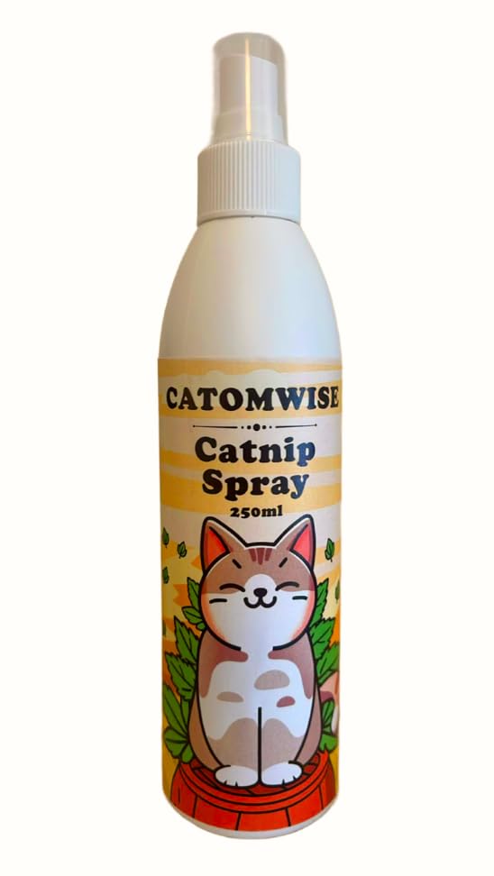 Atomwise Catomwise Catnip Spray | Premium Catnip Spray per gatti | Completamente naturale, duraturo e sicuro – perfetto per giocattoli, tiragraffi e aiuto per l'allenamento, bottiglia da 250 ml