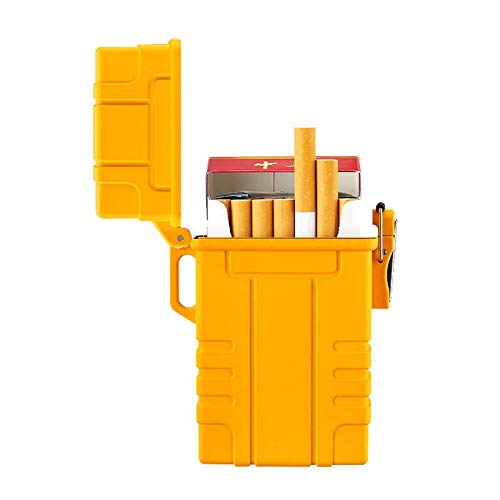 Preisvergleich Produktbild Womdee Zigarettenschachtel wasserdichte 20er-Packung mit normaler Zigarettenschachtel mit winddichtem, flammenlosem, elektrischem, wiederaufladbarem USB-Zigarettenliter mit USB-Kabel