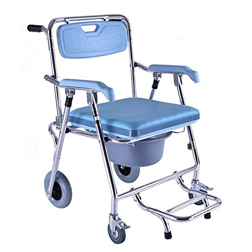 MIIKHI Silla con Inodoro Junto a la Cama, Ligera, de aleación de Aluminio, Resistente al Agua, con reposapiés Plegable, Adecuada para Personas con Movilidad Reducida