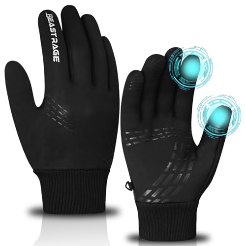 BEAST RAGE Winter Cycling Gloves for Kids, Waterproof Thermal Kids Sports Gloves for Boys Girls, Windproof Winter Warm Gloves, Windproof, Touchscreen, Anti-Slip Palm Grip for Cycling (Black, L) BEAST RAGE Winter Cycling Gloves for Kids, Waterproof Thermal Kids Sports Gloves for Boys Girls, Windproof Winter Warm Gloves, Windproof, Touchscreen, Anti-Slip Palm Grip for Cycling (Black, L)