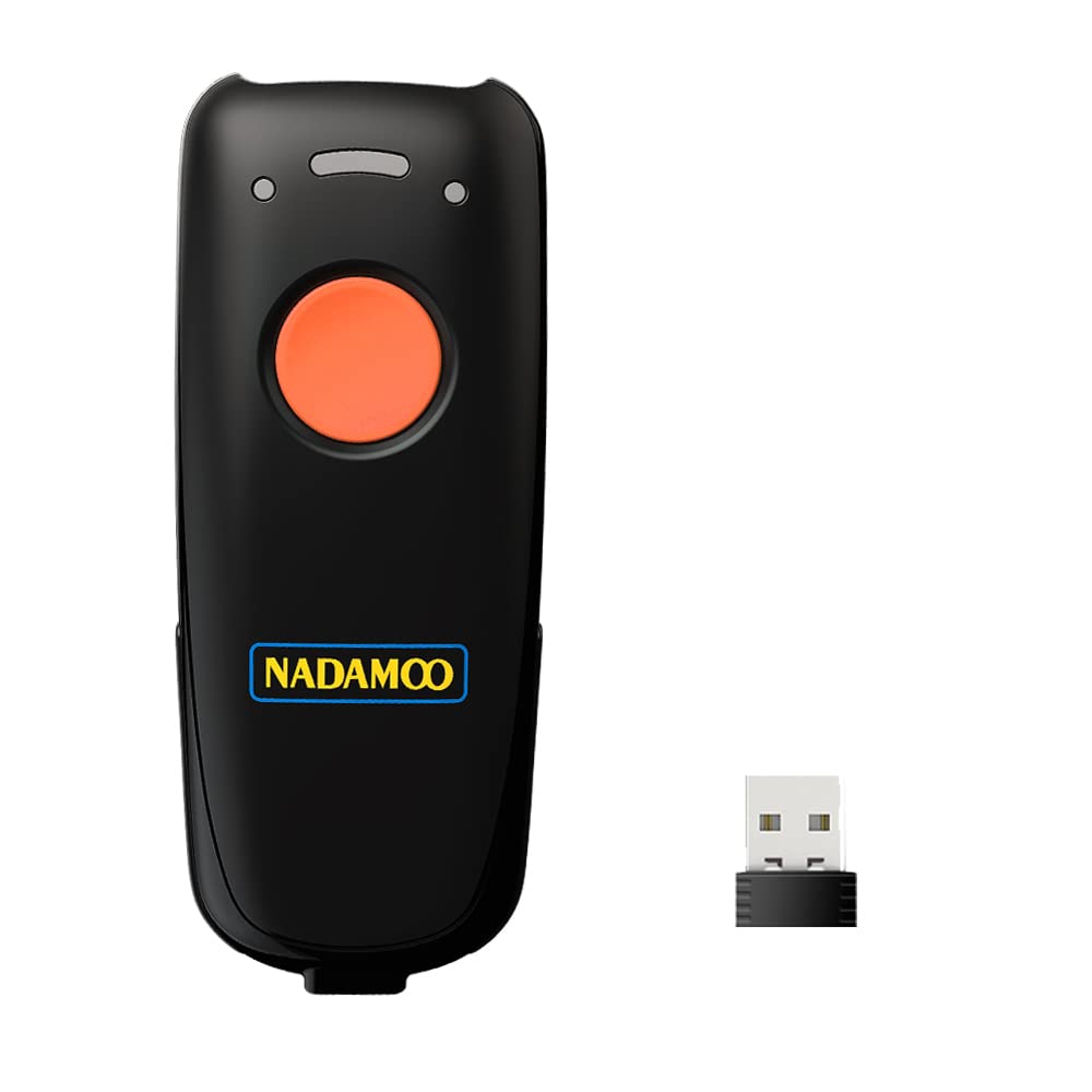 NADAMOO Wireless Barcode Scanner Compatible with Bluetooth Function, 2.4G Wireless & Wired 3-in-1 Bar Code Scanner Portable USB CCD Reader, Work with Tablet iPhone iPad Android Windows Mac OS - Orange