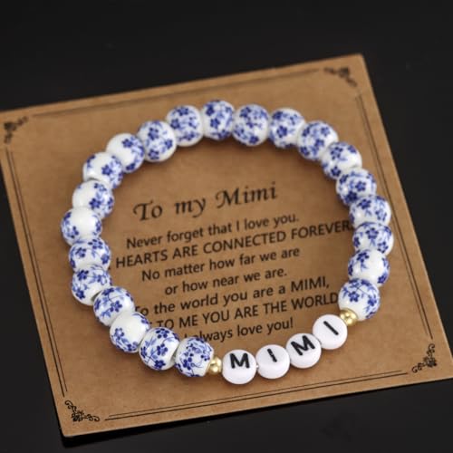 Kivosliv Mimi Gifts for Birthday from Grandkids Grandson Grandma Mothers Day Jewelry Mimi Bracelet Blue2