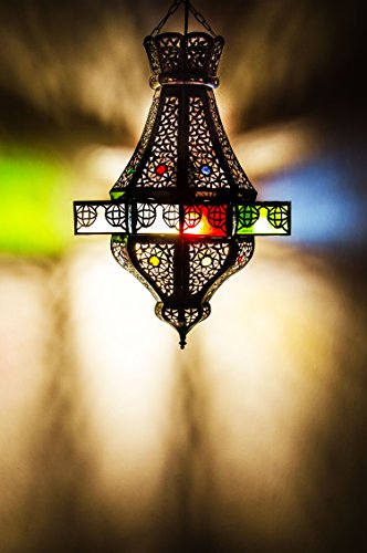 Orientalische Lampe Pendelleuchte Bunt Alem 50cm E27 Lampenfassung | Marokkanische Design Hängeleuchte Leuchte aus… – Bild 6