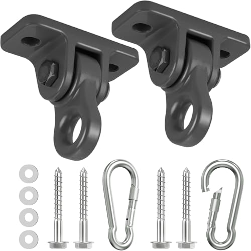 HUPBIPY Heavy Duty Porch Swing Hangers Kit, with Screws Bolts for Wooden Sets Playground Porch Patio Yoga Seat Indoor Outdoor Hanging Snap Hooks (2 Pack Black)