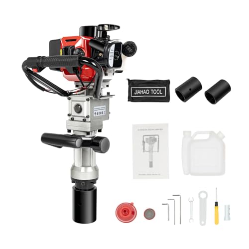 32.6CC 2 Stroke Petrol Fence Post Driver Gasoline Pile Driver 8500R/Min Gas-Powered T Post Driver Air Cooling Pull Start Single Cylinder Torque 1.45N.M Double Handle Design Post Knocker