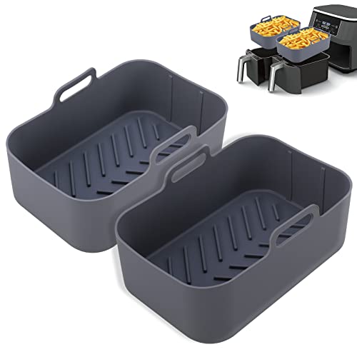 Firtink Paquete de 2 ollas de silicona para freidora de aire dual Ninjas, forros de freidora de aire de silicona para freidora de aire, horno, microondas Cover