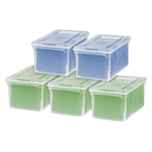 IRIS USA Letter/Legal File Tote Box, 5 Pack, BPA-Free Plastic Storage Bin Tote Organizer with Durable and Secure Hinged Latching Lid, Stackable and Nestable, Clear