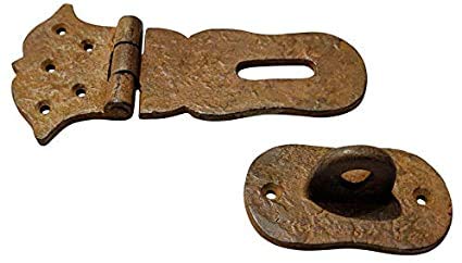 Image of Adonai Hardware inchParan inch Heavy Duty Antique Cast Iron Safety Locking Hasp and Staple(6 inch x 2 Pack, Rust Living) for Vintage Pirates Treasure Chest, Trunks, Wooden Jewelry Box, Cases, Furniture and Sheds