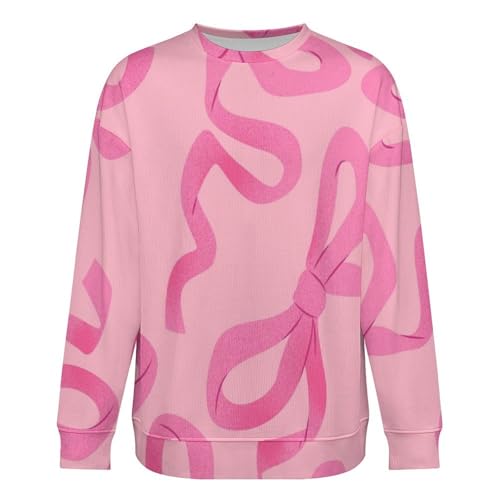 Mens Crewneck Sweater Pink Bows Crew Neck Sweater for Men Casual Party Holiday Pullover3