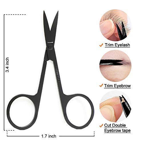 SLYbeauty Professional Eyelash Makeup Tools Set, include Eyelash Curler, False Eyelashes Extension Tweezers, Eyebrow Scissors, Eyelash Applicator Tool, 5 Pieces Black Silicone Refill Pads (Black)