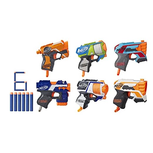 Nerf MicroShots 6-Blaster Bundle, 6 Mini Dart-Firing Nerf Elite Blasters and 6 Official Nerf Elite Darts - for Kids, Teens, Adults (Amazon Exclusive)