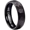 CROWNAL 6mm 8mm Black Hammered Tungsten Wedding Couple Bands Rings Men Women Matte Hammer Brushed Finish Engraved I Love You Size 5 To 17