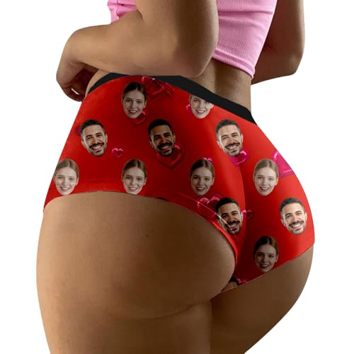 Ropa Interior Femenina de Encaje para San Valentín Bragas Cómodas Sin (Red, XXL) #4559