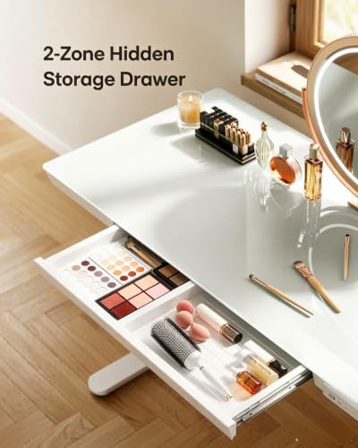 Image of Marsail Glass Standing Desk, 55 x 28 Inch Electric Standing Desk,White