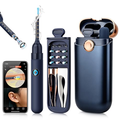 FILINK 耳かき カメラ付き｜3.1mm極細レンズ・1000万画素｜耳掃除 カメラ イヤースコープ 左右反転機能 ライト付き 録画・写真 WIFI接続 Type-C充電 耳垢除去 14点セット IP67防水 iOS/Android対応 日本語説明書 子供・お年寄り向け（ブルー）