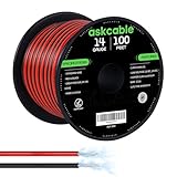 Askcable 14 Gauge Wire, 14 AWG Electrical Wire Cable, 2 Conductors Red Black Wire, Copper Clad Aluminum(CCA) Flexible PVC Extension Cord for Speaker, Hookup LED Strips, Automotive 12V/24V DC (100FT)