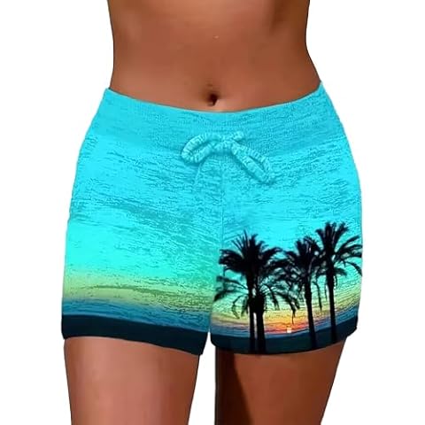 Shorts for Women Summer Beach Drawstring Shorts Workout Lounge Shorts Running Short with Pockets(P2,M) Cover