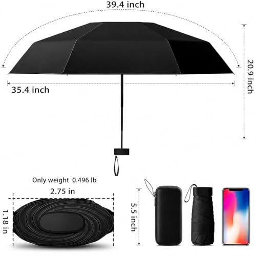 Image of Stylish UV Protection 3 Fold Umbrella for Men Women & Kids | Big Size Compact Travel Design with Windproof Frame and Carry Case
