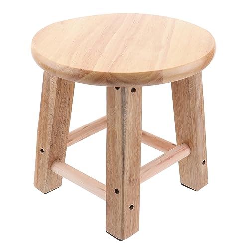 WHAMVOX 1pc Round Boys and Girls Stool Low Wooden Home Shoe Changing Bench Anti-Slip Easy to Clean Random Style