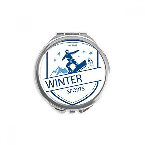 Miroir de poche sports d'hiver illustration montagne format portable multicolore