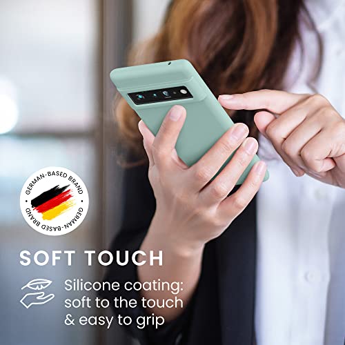 kwmobile Case for Google Pixel 6 Pro Case - Soft Cover - Shockproof Silicone - Wireless Charging Mint Matte - Image 4