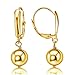 Hoops & Loops Flash Plated Gold Sterling Silver Dangling Bead Earrings