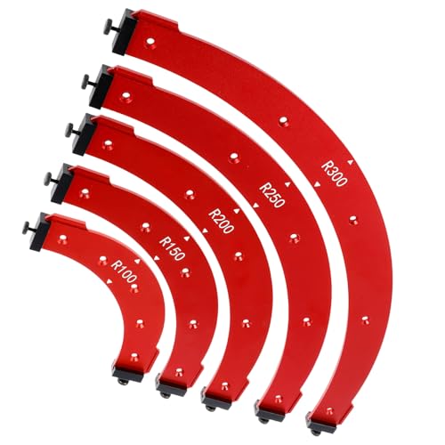 5Pcs Round Corner Radius Templates, Radius Jig Router Template,Arc Angle Positioning Auxiliary Tool,Corner Radius Routing, R100/R150/R200/R250/R300,Wooden Board Cutting Edge Trimming Tool for Cabinet