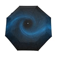 icyflower auto Open Close Folding Umbrella Gradient Universe Starry Sky Star Spiral Galaxy Pattern Picture Drawing Waterproof Beautiful Painting Individuality
