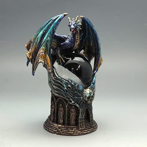 Estatua decorativa de dragón con esfera de cristal miniatura 2