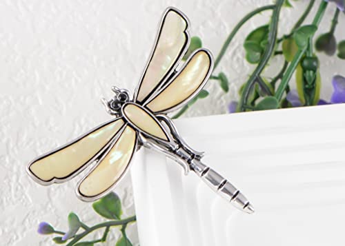 Image of Alilang Dragonfly Brooch Retro Silver Tone Abalone Shell Versatile Brooch Pin Accessories
