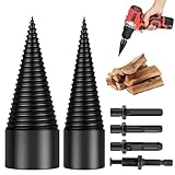 SORAYUXI Holzspalter Schraube Kegel Set, 2x Bohrkegel 32-42mm, 4 Bohrgriffe, Spaltholzkegel, Holzspalterbohrer für Bohrmaschine