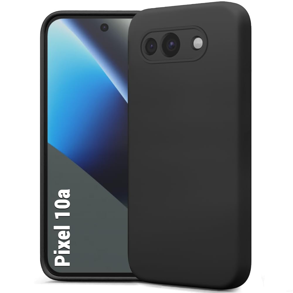 TheGiftKart Genuine Liquid Silicone Back Cover Case for Google Pixel 10A | Soft Micro-Fibre Lining Inside | Camera Protection Bump | Shockproof Cover Case for Google Pixel 10A (Silicone, Black)