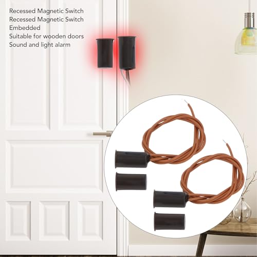 10 Conjuntos de Interruptor Reed Magnético Dc100v Nc, Porta Com Fio Embutida para de Alarme Marrom M