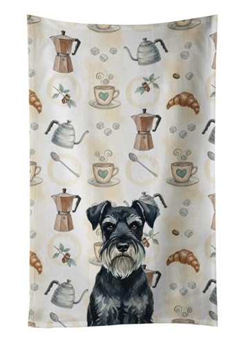 Caroline's Treasures Standard Schnauzer Coffee Bar Kitchen Towel Velour Plush Front and Cotton Loop Back Machine Washable