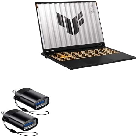 BoxWave Cable Compatible with ASUS TUF Gaming F16 Model FX608JMR (16 in) - USB-C to A PortChanger (2-Pack), USB Type-C OTG USB Portable Keychain - Slate Black image 3