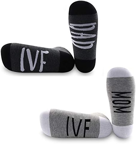 JXGZSO IVF Socks IVF Mom/Dad Socks Set Infertility Socks IVF IUI Gift Lucky Fertility Socks (IVF Mom/Dad)