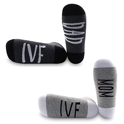 JXGZSO 2 Pairs Mom/Dad Socks Set - Lucky Fertility Socks for Infertility & IVF IUI Gift