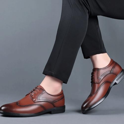 Mens Wingtip Brogue Dress Italian Leather Breathable Vintage Lace Up Party Wedding Non Slip Rubber Sole Low Top Classic3