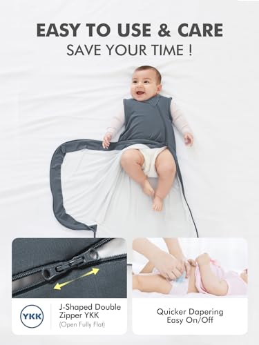 Image of HAPIU Unisex Rayon Made from Bamboo Baby Sleep Sack TOG 0.5, 2-Way Premium Zipper, Wearable Blanket